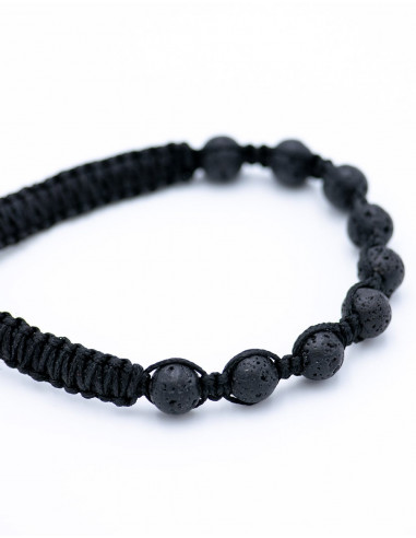 Bracciale Macramè con Roccia Vulcanica