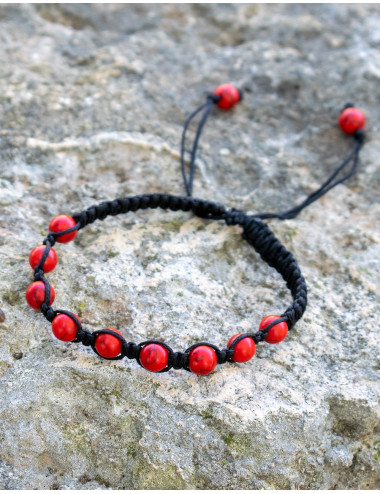 Makramee-Armband mit rotem...