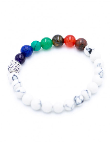 Pulseira de pedra mineral Howlite com Buda
