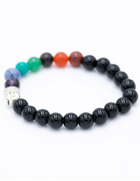 Onyx-Mineral-Armband mit Buddha-Kopf