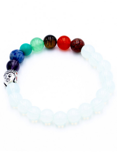 Pulseira de Pedra Opalita com 7 Chakras e Buda