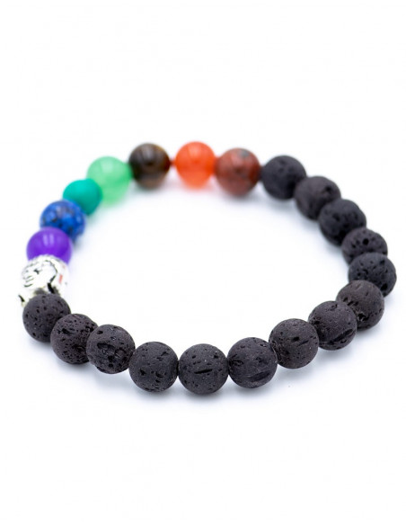 Bracciale Pietre di Roccia Vulcanica con Buddha