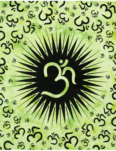 colcha-cama-doble-algodon-verde-simbolo-om 2