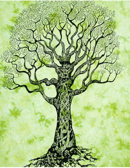 Tapisserie Verte avec Arbre