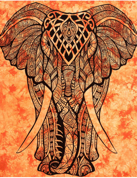 Orange Elephant Bedspread