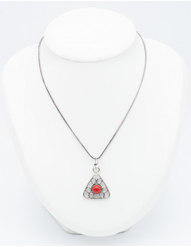 Pingente Triângulo com Pedra Mineral
