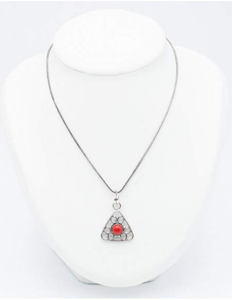 Pendentif Triangle avec Pierre Minérale