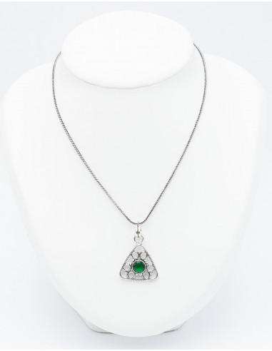 Pingente Triângulo com Pedra Mineral