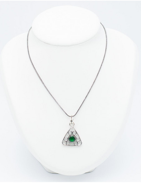 Pendentif Triangle avec Pierre Minérale