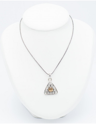 Pingente Triângulo com Pedra Mineral