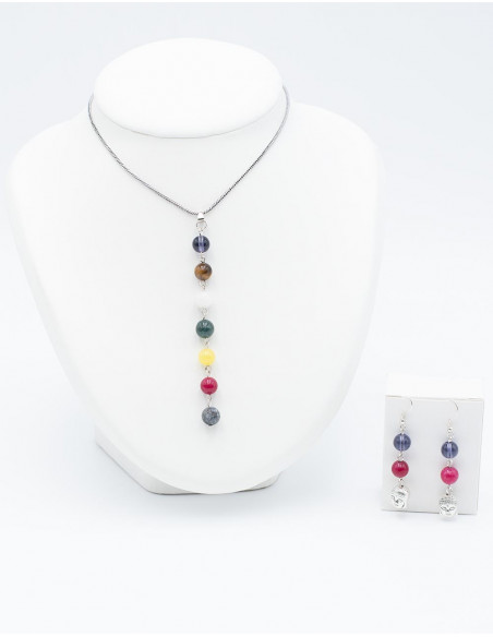 Conjunto Pingente e Brincos 7 Chakras