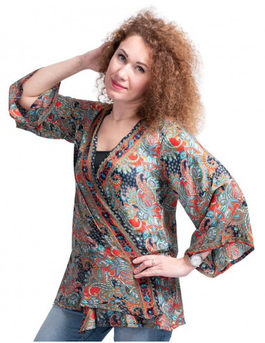 Kimono court en soie