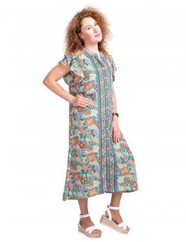 vestido-camisero-seda-estampada-verde 2