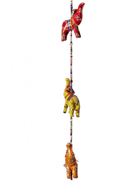 Tissu Ethnique Pendentif Éléphants
