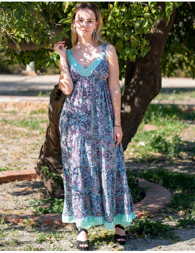 Vestido longo de alças