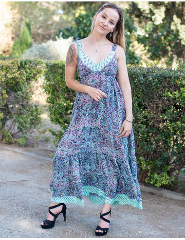 vestido-largo-seda-mangas-amplias-verde 2