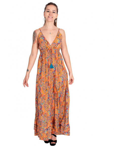 vestido-largo-estampado-tirantes-seda-naranja
