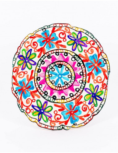 Embroidered Round Cushion Cover