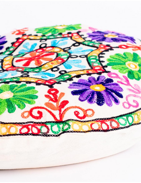 Round Cushion Cover Flowers