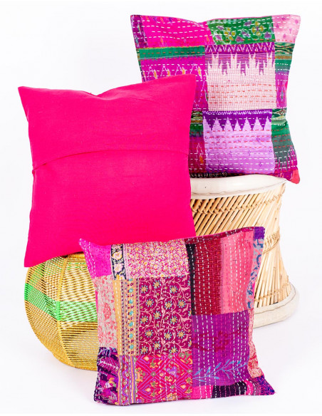 Fodera per cuscino patchwork rosa