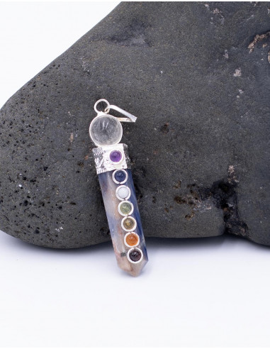Pingente de Pedra Mineral com 7 Chakras