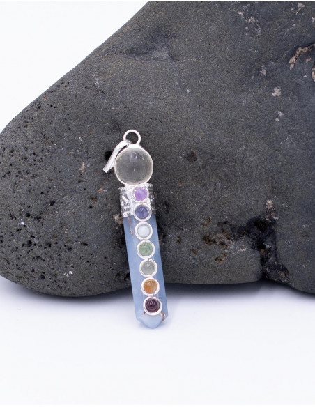Pingente de Pedra da Lua + 7 Chakras