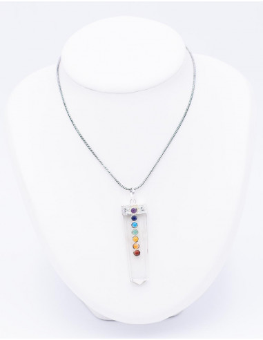 Quartz Obelisk Pendant + 7 Chakras