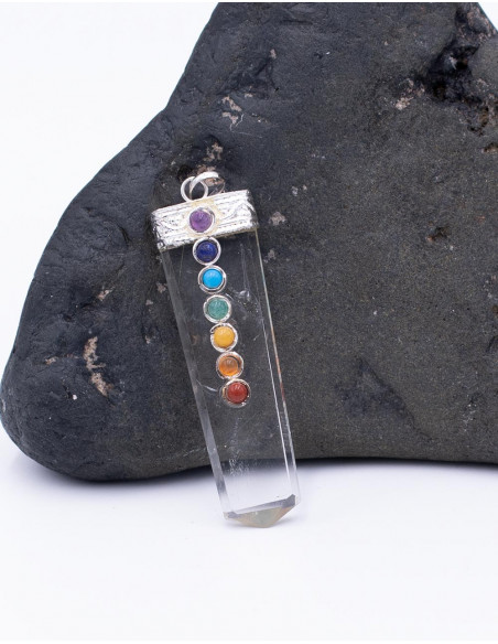 Quartz Obelisk Pendant + 7 Chakras