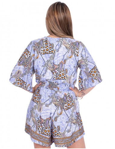 Kurzer Overall mit Seidenprint