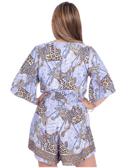 Silk Printed Short Jumpsuit