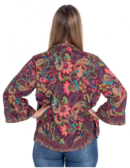 Ensemble haut et kimono en soie