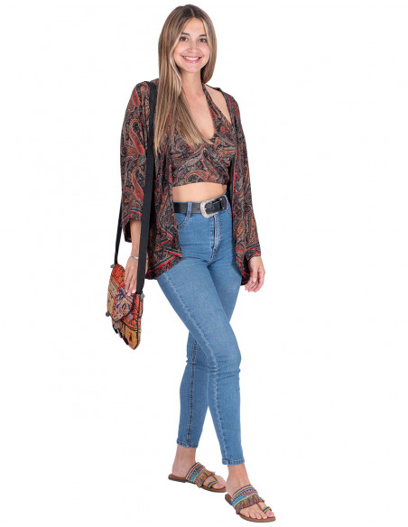 Set bedrucktes Oberteil + Kimono