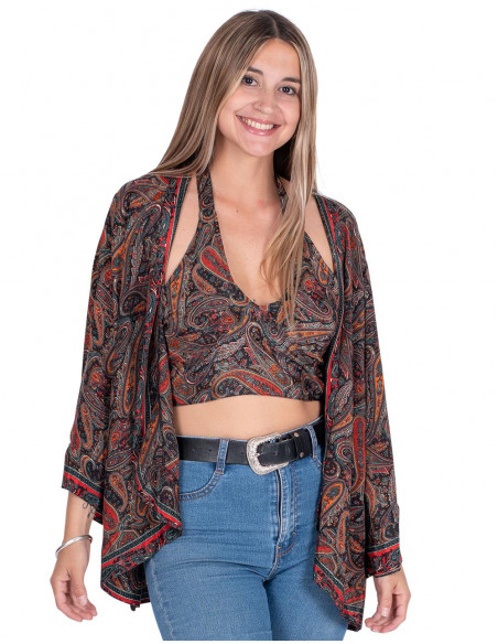 Ensemble Haut Imprimé + Kimono