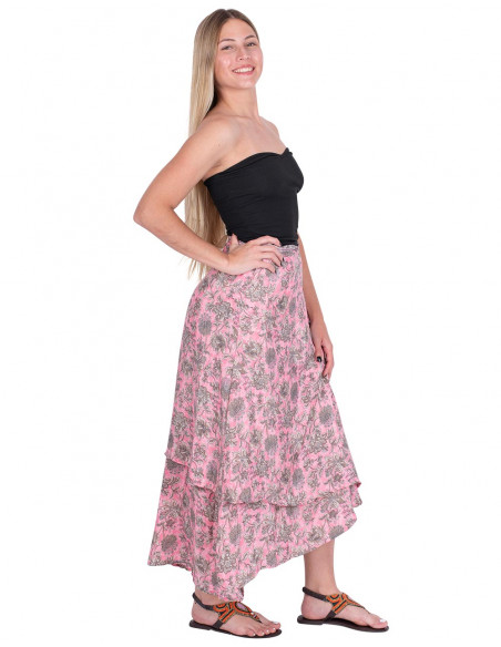 Gonna hippie di seta rosa
