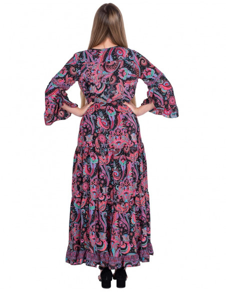Vestido longo com mangas