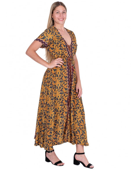 Vestido Longo Flores Amarelas
