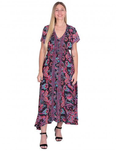 robe noire dessins roses