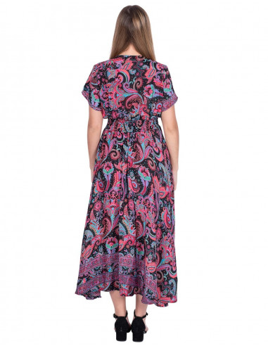 robe noire dessins roses