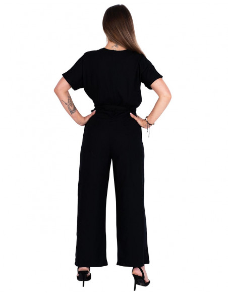 Langer schwarzer Overall mit Schleife