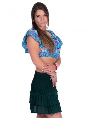 Jupe verte à pompons 2