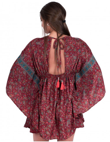 vestido-corto-amplio-estampado-burdeos