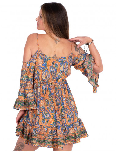 vestido-hombros-descubiertos-verano-naranja 2