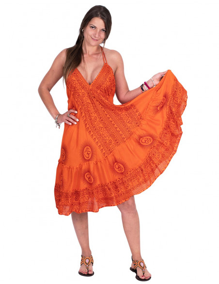 Orangefarbenes Sanskrit-Kleid