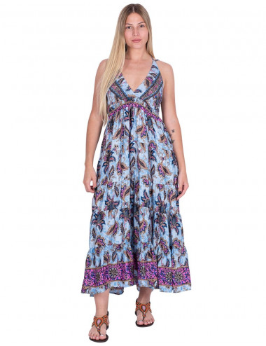 Vestido longo de alças