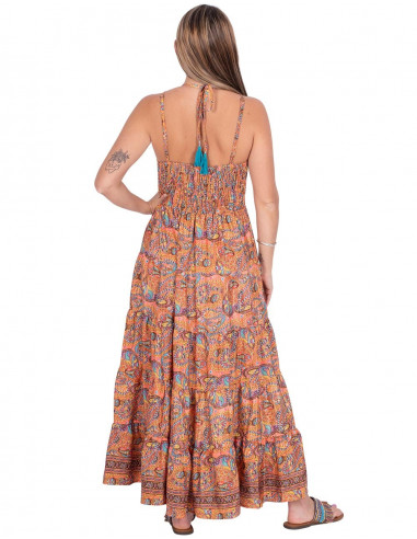 Abito lungo arancione Paisley