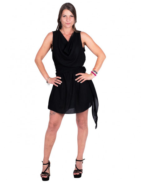 Black Lace and Draped Dress