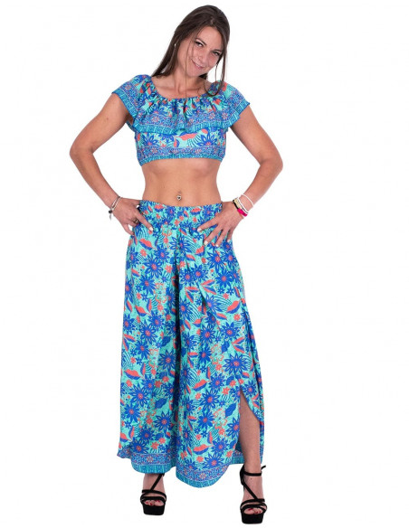 calça de seda com fenda