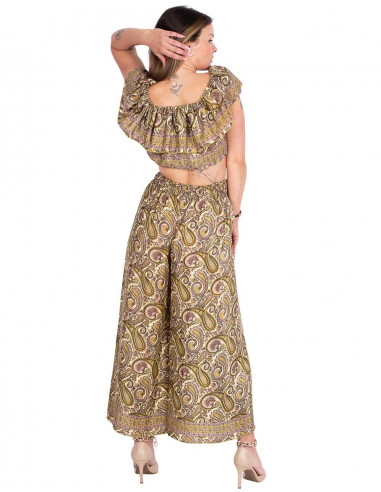 Printed Silk Flowing Pants
