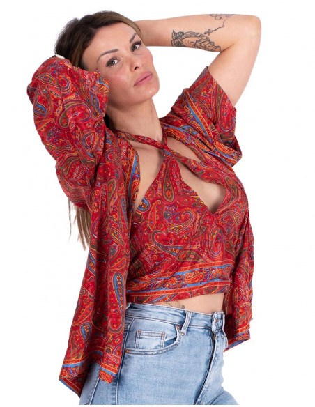 Silk Top + Kimono Set