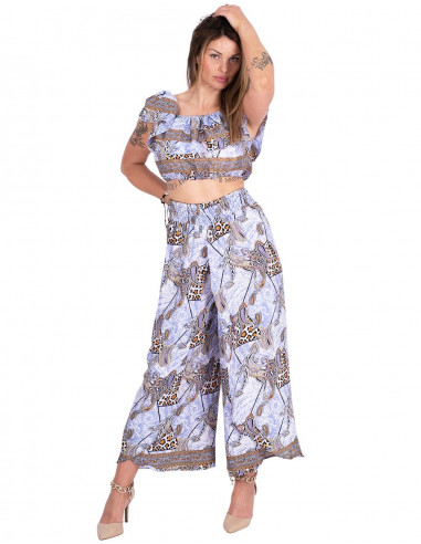 Pantaloni in seta con spacco